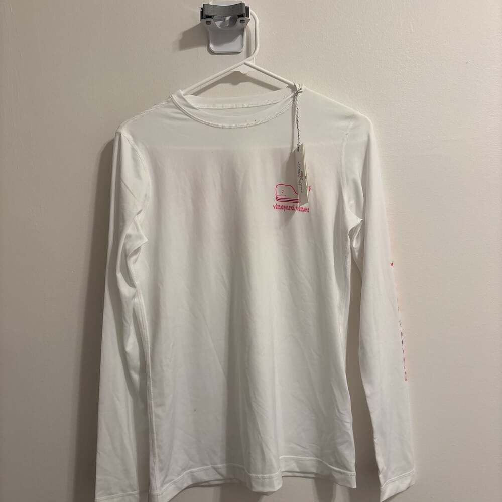 Vineyard Vines White Long Sleeve Harbor Performance Tee
